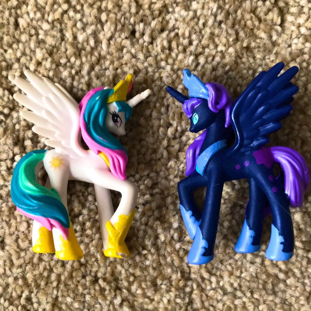 2 MLP minis princesses alicorns Celestia & Nightmare Moon